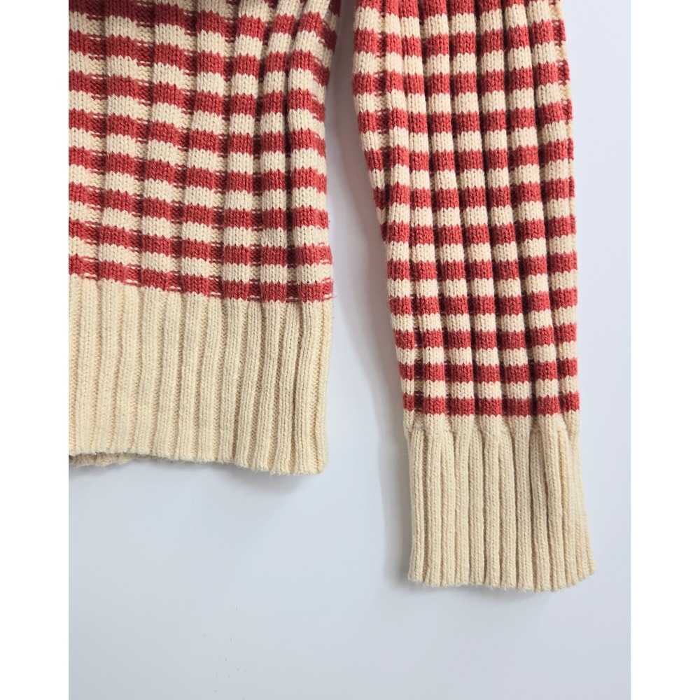 THE GREAT.‎ The Mini Striped Pullover Sweater Red Cream Ribbed Cotton Blend Sz 1 - Picture 5 of 14